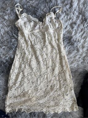 Edikted Ivory Lace Slip Dress